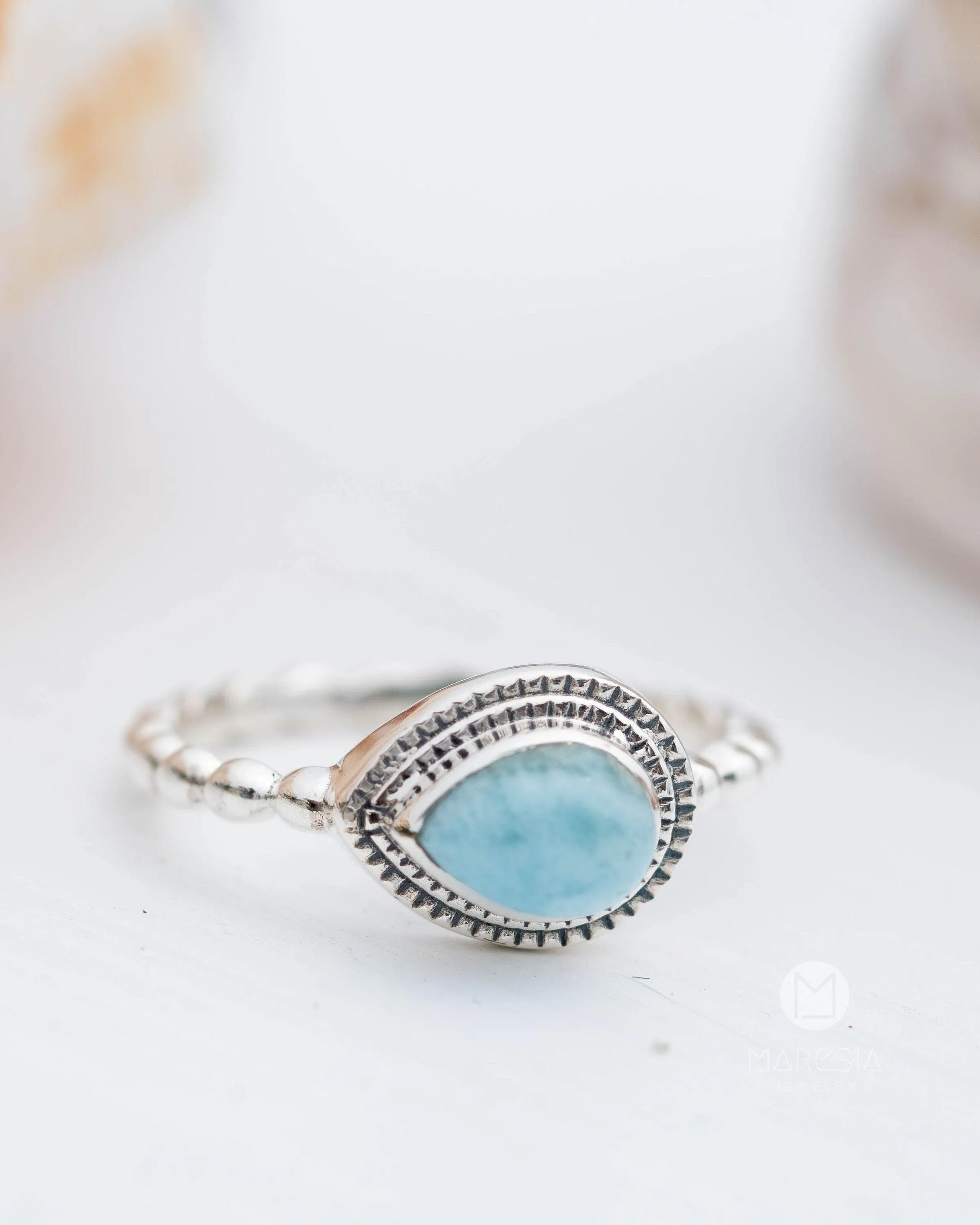 Sterling Silver Rings Tulum Larimar Ring ~Sterling Silver 925 ~MR256
