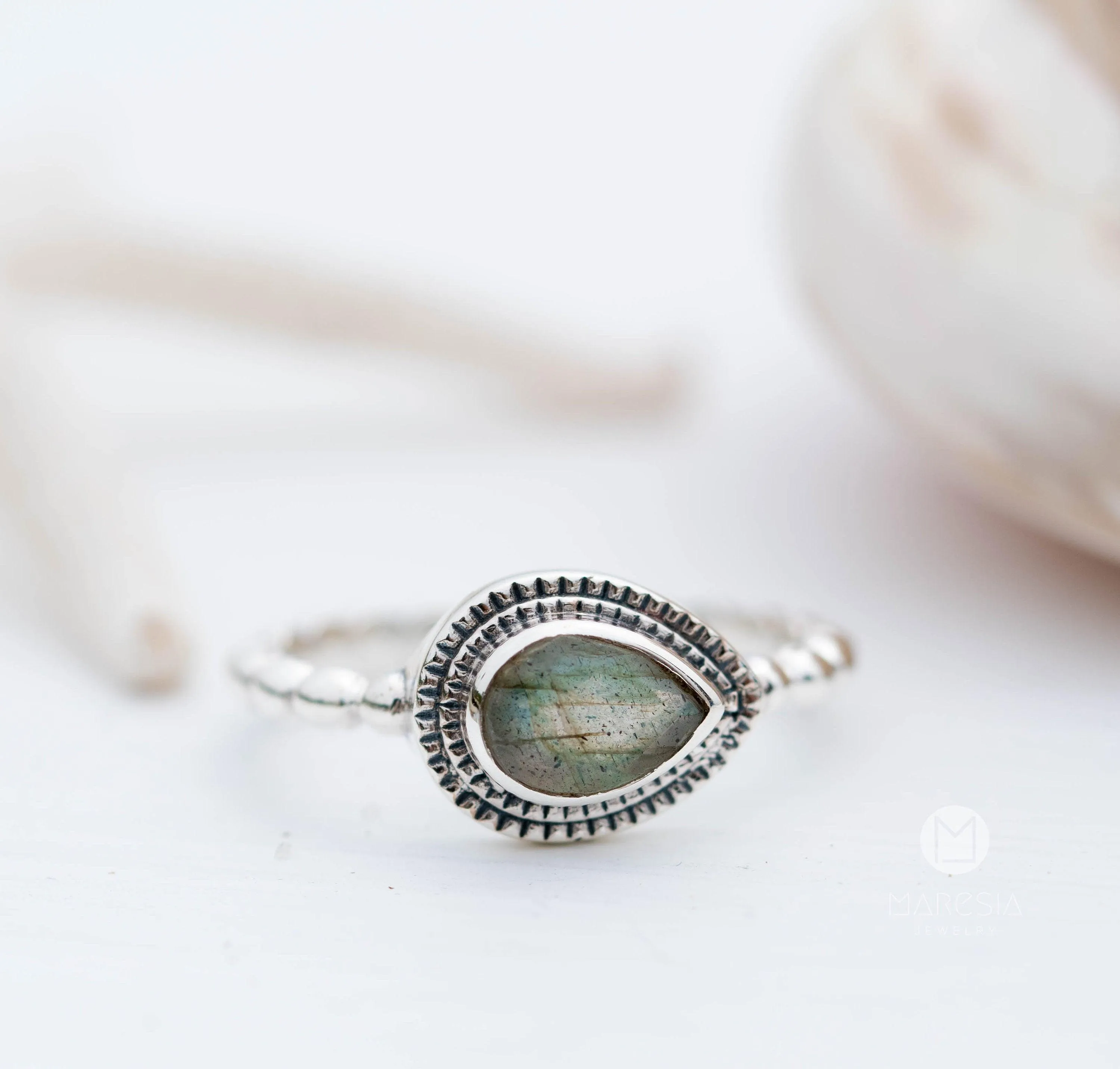 Sterling Silver Rings Tulum Rainbow Labradorite Ring ~ Sterling Silver 925 ~ MR257