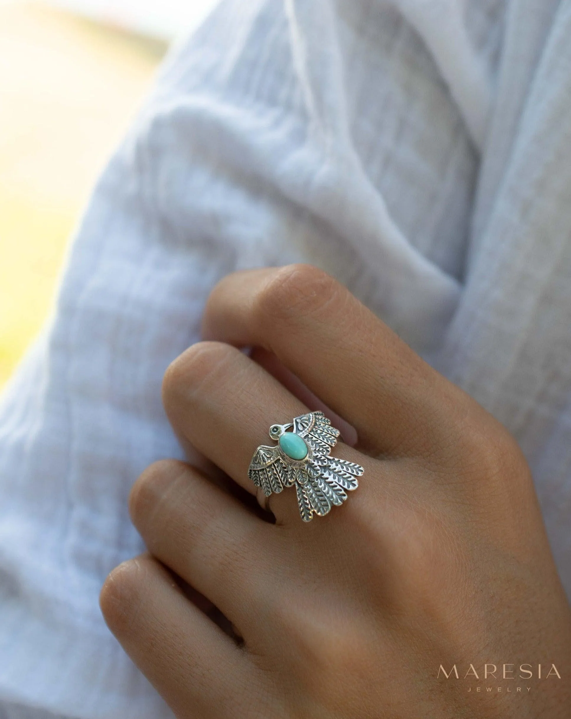 Sterling Silver Rings Turquoise Ring ~ Eagle Bird Ring ~ Sterling Silver 925 ~ MR337