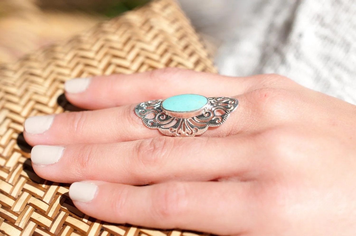 Sterling Silver Rings Turquoise Ring ~ Sterling Silver 925 ~  MR137