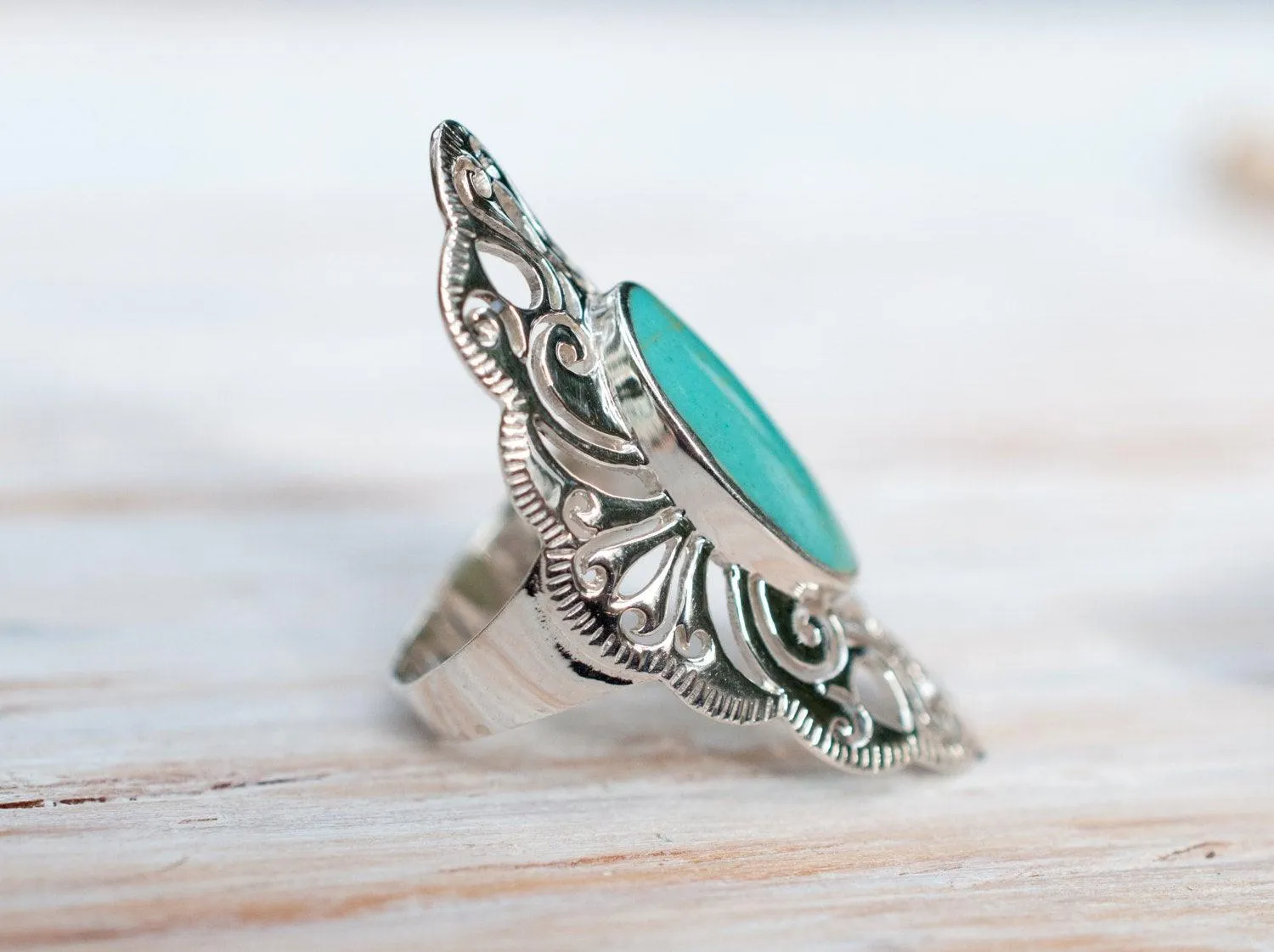 Sterling Silver Rings Turquoise Ring ~ Sterling Silver 925 ~  MR137