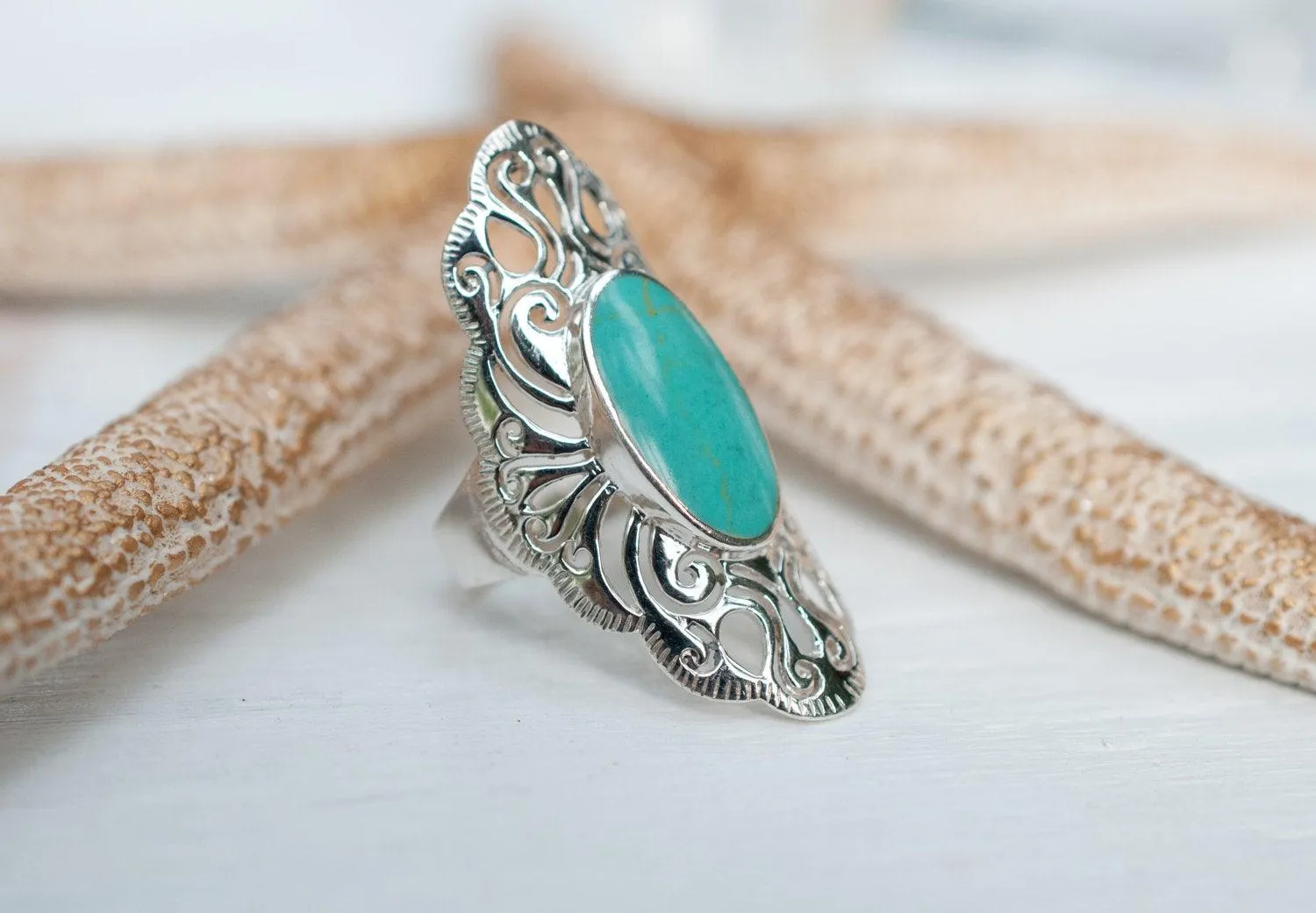 Sterling Silver Rings Turquoise Ring ~ Sterling Silver 925 ~  MR137