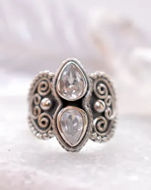 Sterling Silver Rings White Topaz Ring ~ Sterling Silver 925 ~MR091