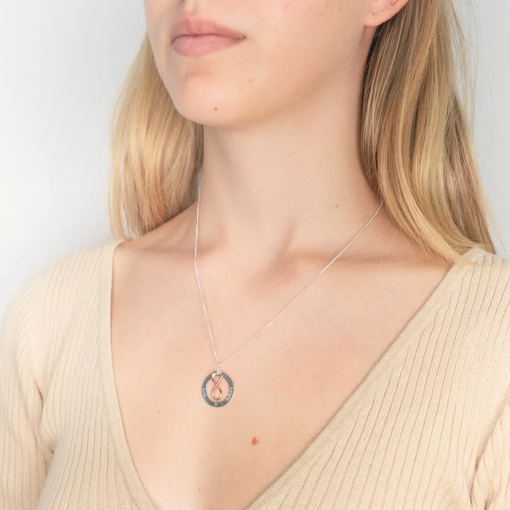 Sterling Silver Rose Gold Plated Love Is Infinity Pendant With 40   5cm Chain Sterling Silver	Jewelry