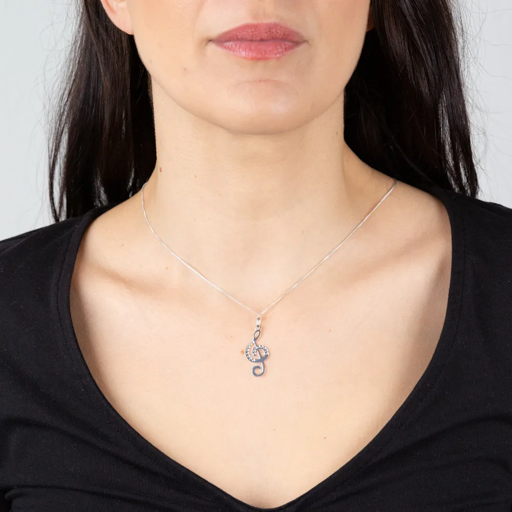 Sterling Silver Textured Music Note Pendant Sterling Silver	Jewelry