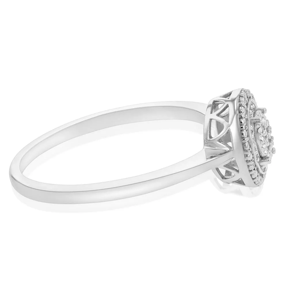 Sterling Silver With Diamond Oval Shape Ring Sterling Silver	Jewelry