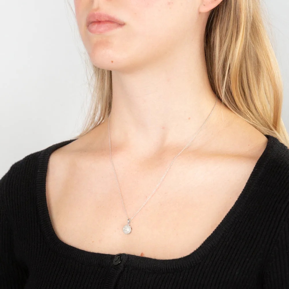 Sterling Silver With Diamond Round Shape Pendant Sterling Silver	Jewelry