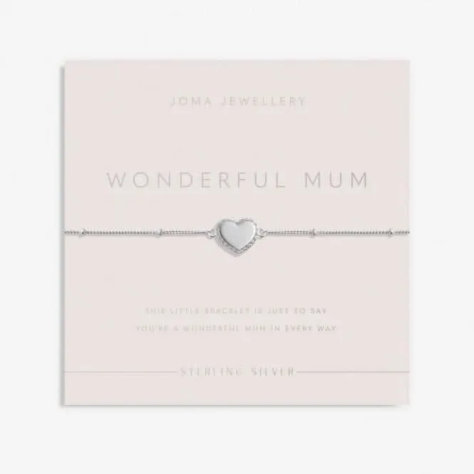 Sterling Silver Wonderful Mum Heart Pave 16cm   3cm Bracelet JJS0003 Joma Jewellery