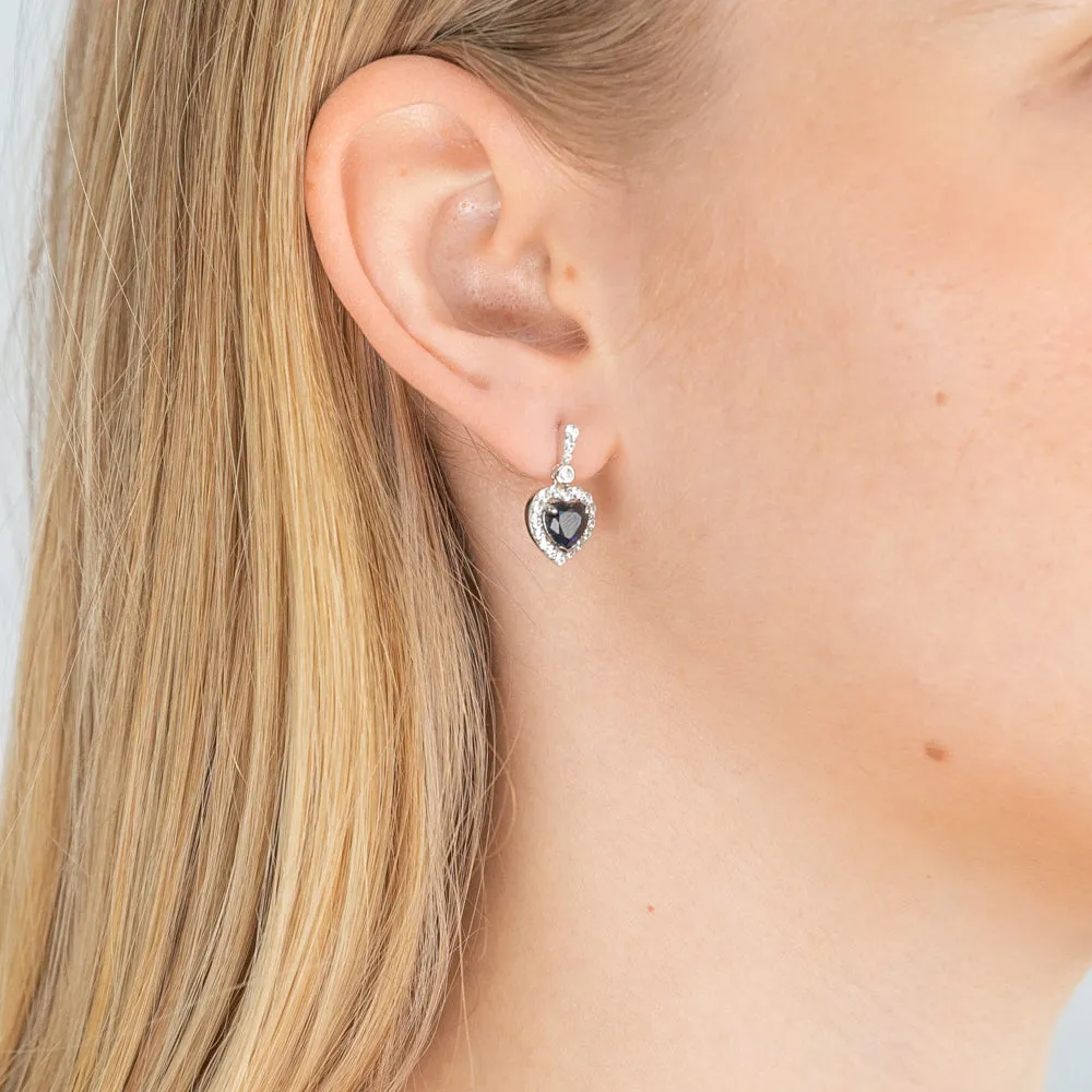 Sterling Silver Zirconia Heart Stud Drop Earrings Sterling Silver	Jewelry