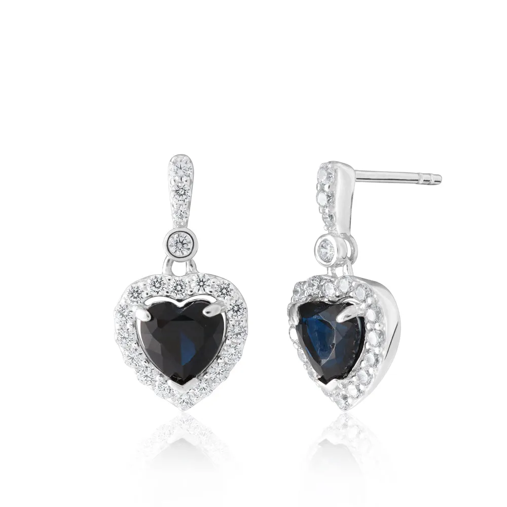 Sterling Silver Zirconia Heart Stud Drop Earrings Sterling Silver	Jewelry