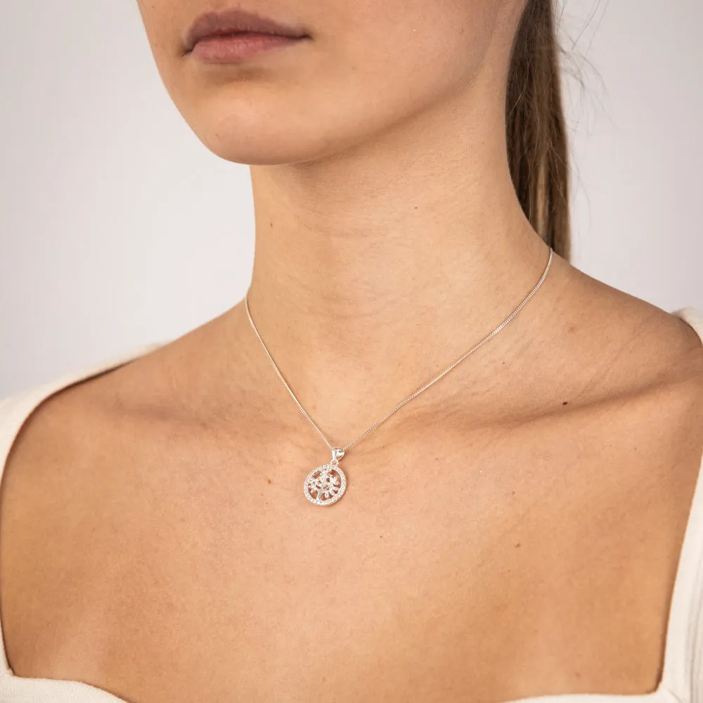 Sterling Silver Zirconia Tree Of Life Pendant Sterling Silver	Jewelry