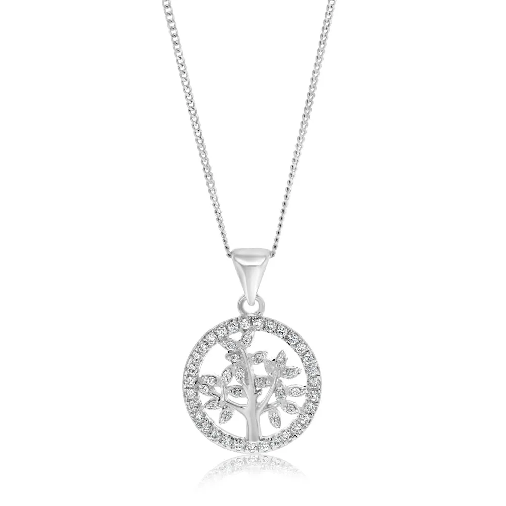 Sterling Silver Zirconia Tree Of Life Pendant Sterling Silver	Jewelry