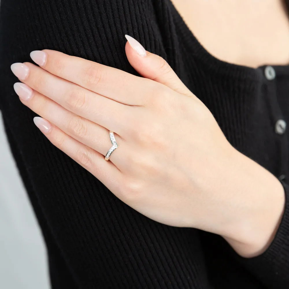 Sterling Silver Zirconia Wishbone Ring Sterling Silver	Jewelry