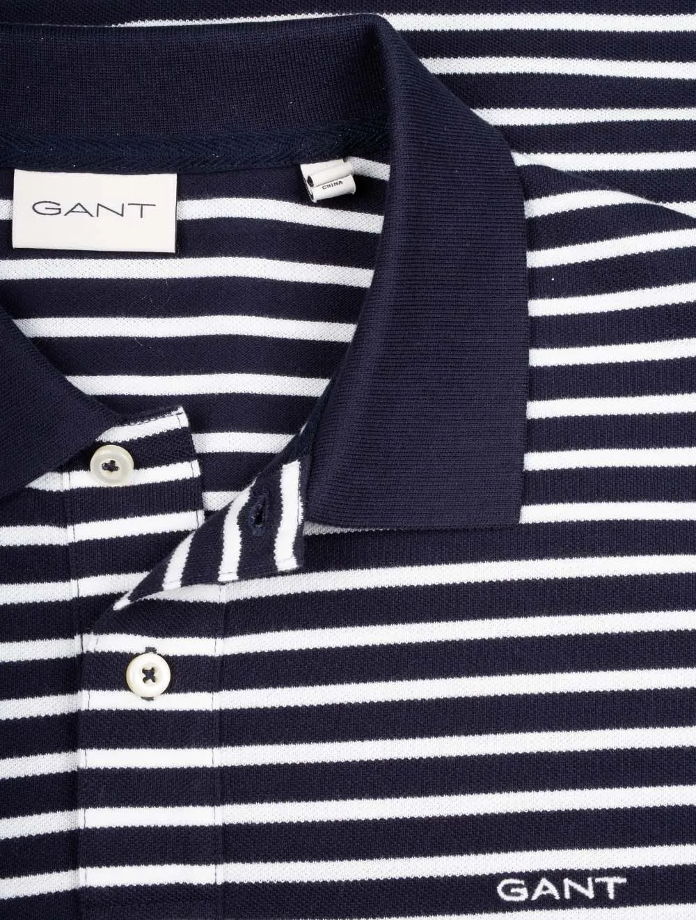 Striped Short Sleeve Pique Polo Evening Blue