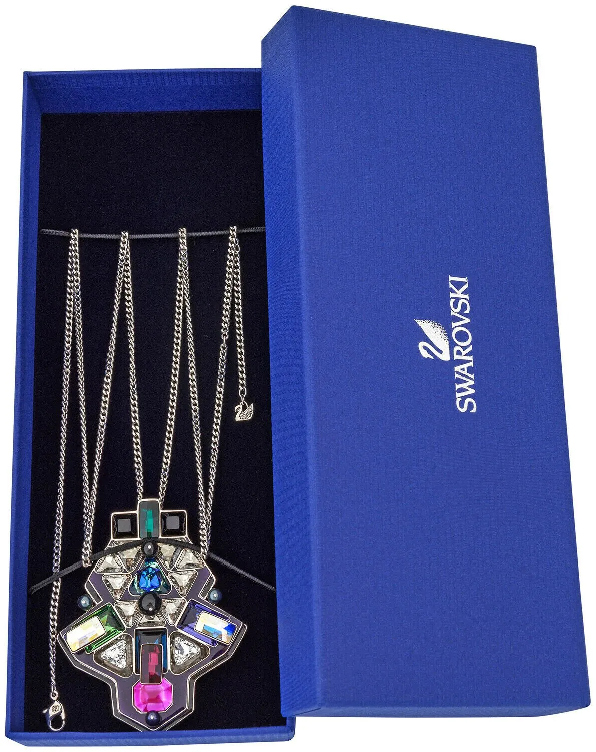 Swarovski Buzz Pendant with Multi-Color Crystals 5070638 Palladium Plated Steel Chain Necklace for Women Swarovski Jewelry