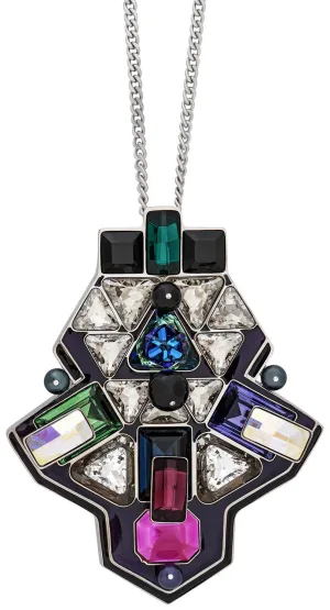 Swarovski Buzz Pendant with Multi-Color Crystals 5070638 Palladium Plated Steel Chain Necklace for Women Swarovski Jewelry