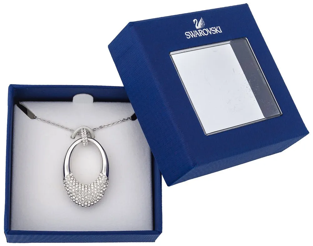 Swarovski Degree 5190015 Rhodium Plated Clear Crystal Pave Oval Pendant Necklace Swarovski Jewelry