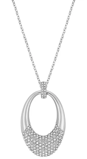 Swarovski Degree 5190015 Rhodium Plated Clear Crystal Pave Oval Pendant Necklace Swarovski Jewelry