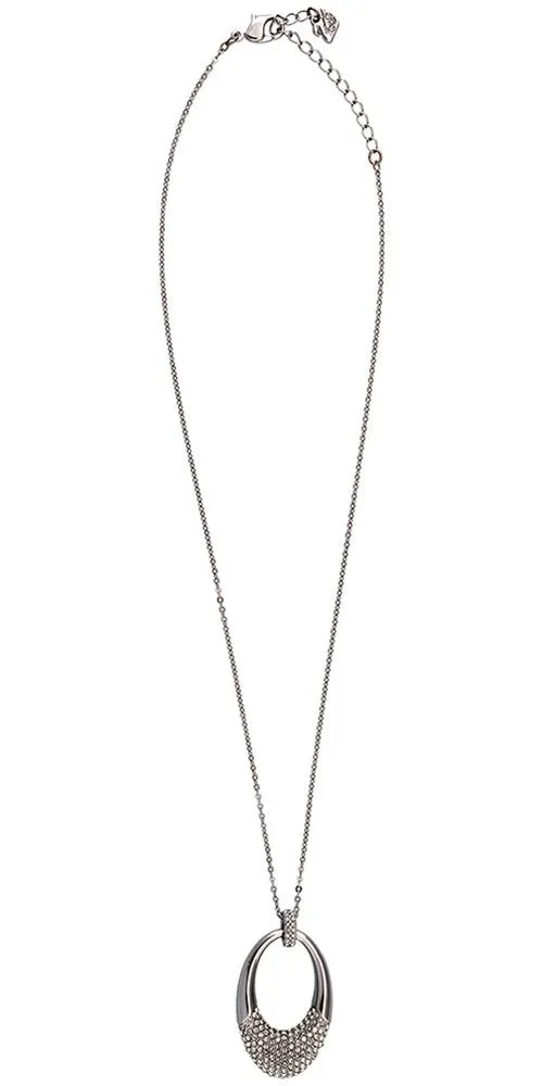 Swarovski Degree 5190015 Rhodium Plated Clear Crystal Pave Oval Pendant Necklace Swarovski Jewelry