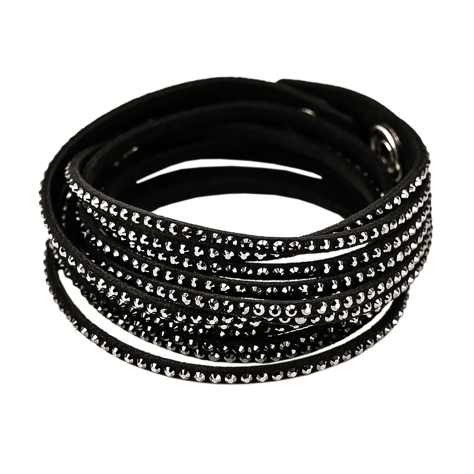 Swarovski Jewelry Swarovski 1179237 Women's Slake Black Alcantara Crystal Accented Twisted Bracelet, 14-1/8" Length