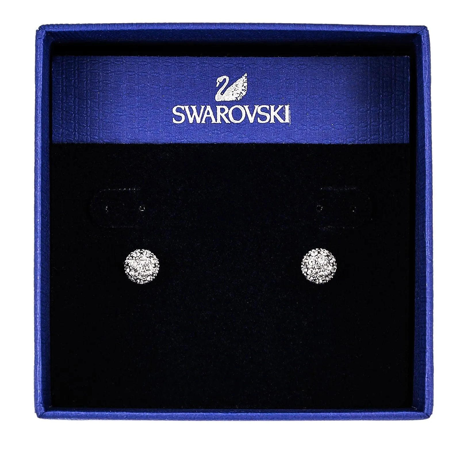 Swarovski Jewelry Swarovski Women's Emma Rhodium Plated Bubble Shaped Crystal Pierced Earrings, 3/8" Diameter | 1730583
