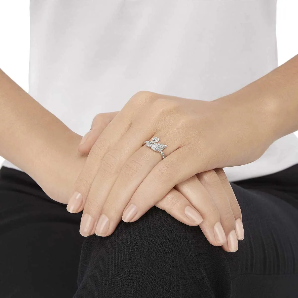 Swarovski Jewelry Swarovski Women's Ring - Iconic Swan Clear Crystal Silver Tone, Size 55 | 5215040