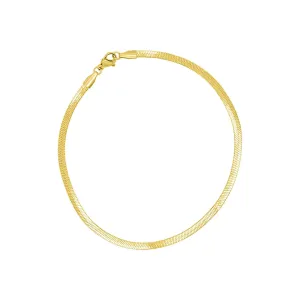 Tarnish Resistant 14k Gold Plated Adjustable 9-11" Thin Herringbone Chain Anklet gold adornia Jewelry