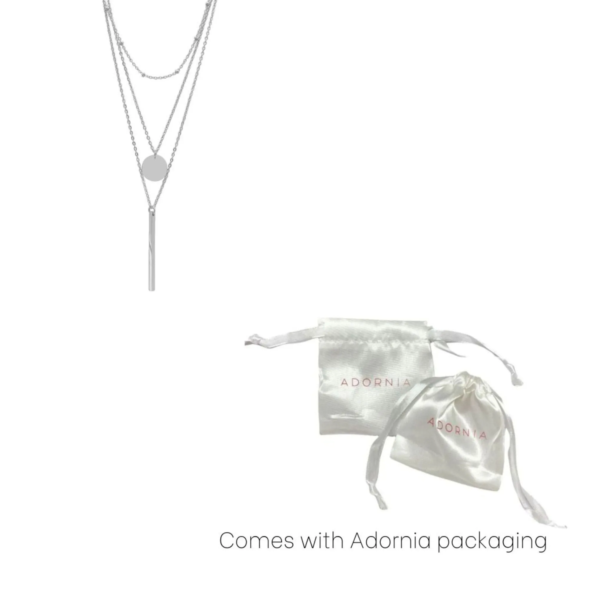 Tarnish Resistant Silver Plated Layered Pendant Necklace Set adornia Jewelry