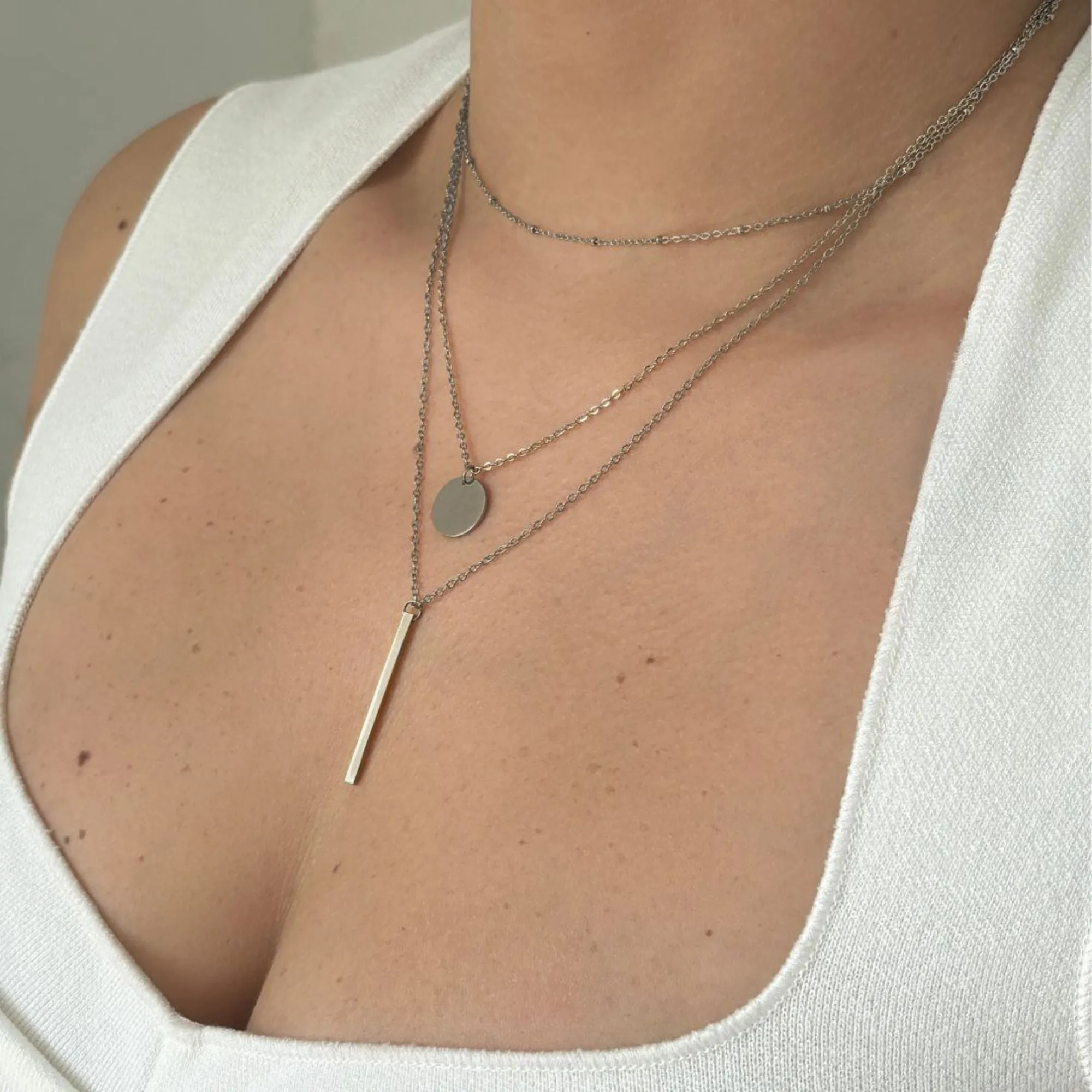 Tarnish Resistant Silver Plated Layered Pendant Necklace Set adornia Jewelry