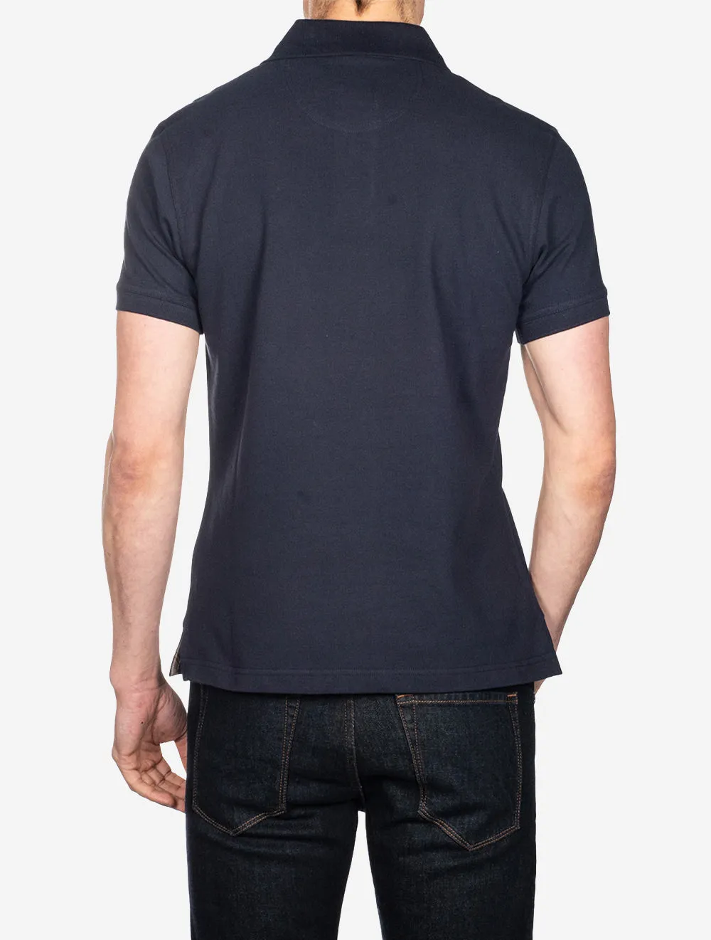 Tartan Pique Polo Navy