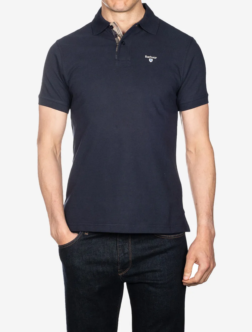 Tartan Pique Polo Navy