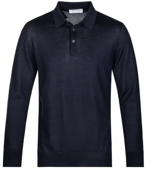 Tennis Long Sleeve Polo Navy