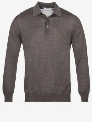 Tennis Polo Long Sleeve Brown