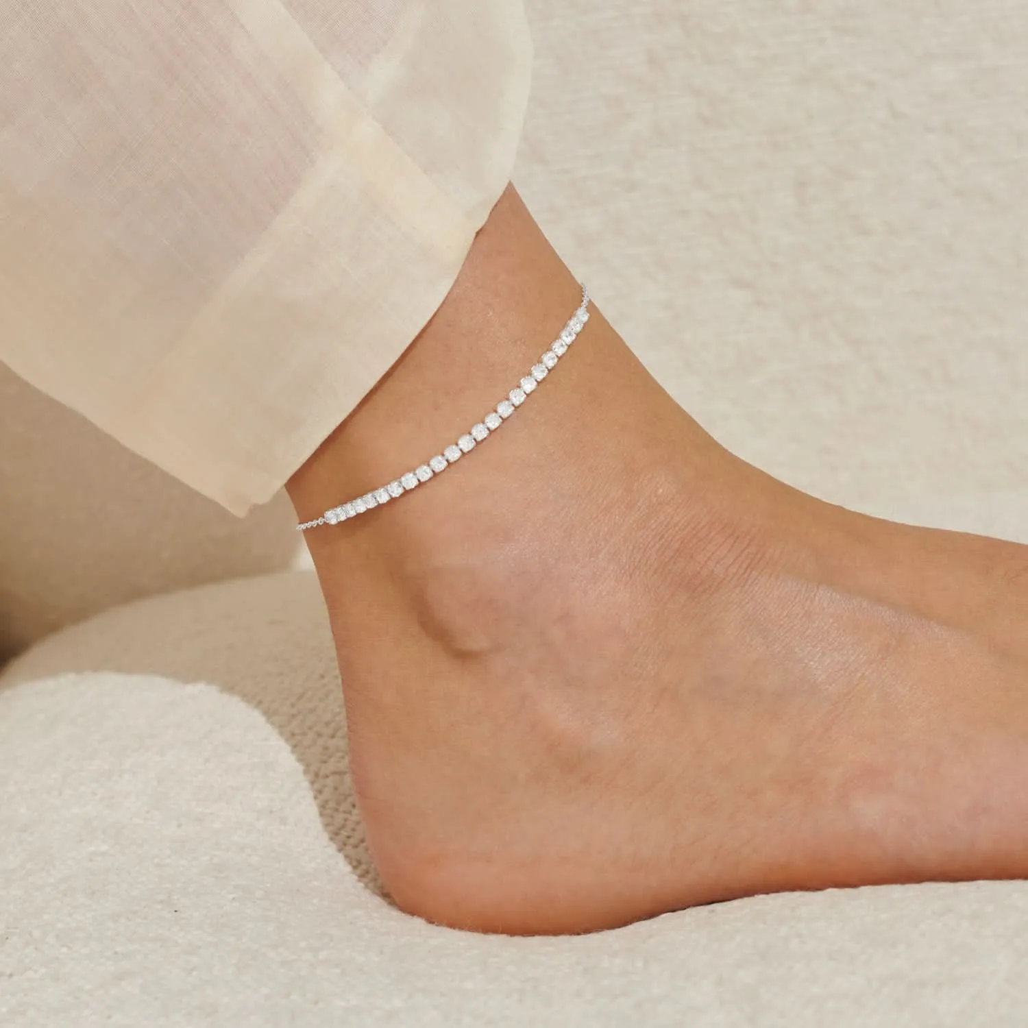 Tennis Silver Plated Extender Anklet 8536 Joma Jewellery