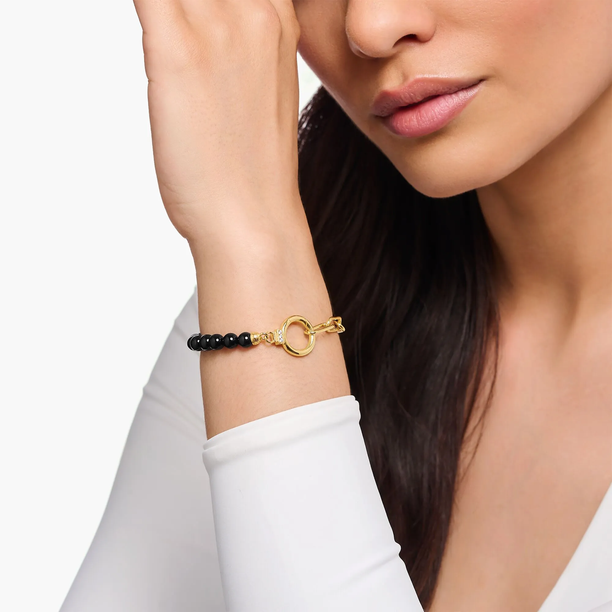 Thomas Sabo Womens Bracelets Bracelet with onyx beads and white zirconia