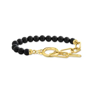 Thomas Sabo Womens Bracelets Bracelet with onyx beads and white zirconia