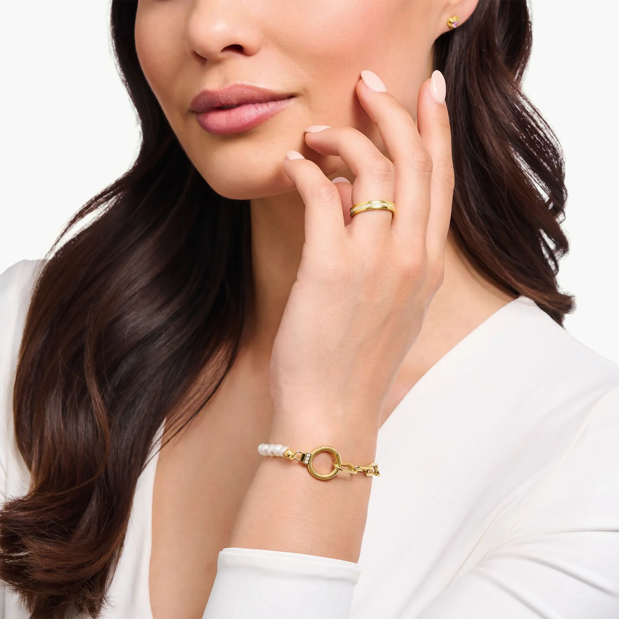 Thomas Sabo Womens Bracelets Golden Bracelet with freshwater cultured pearls