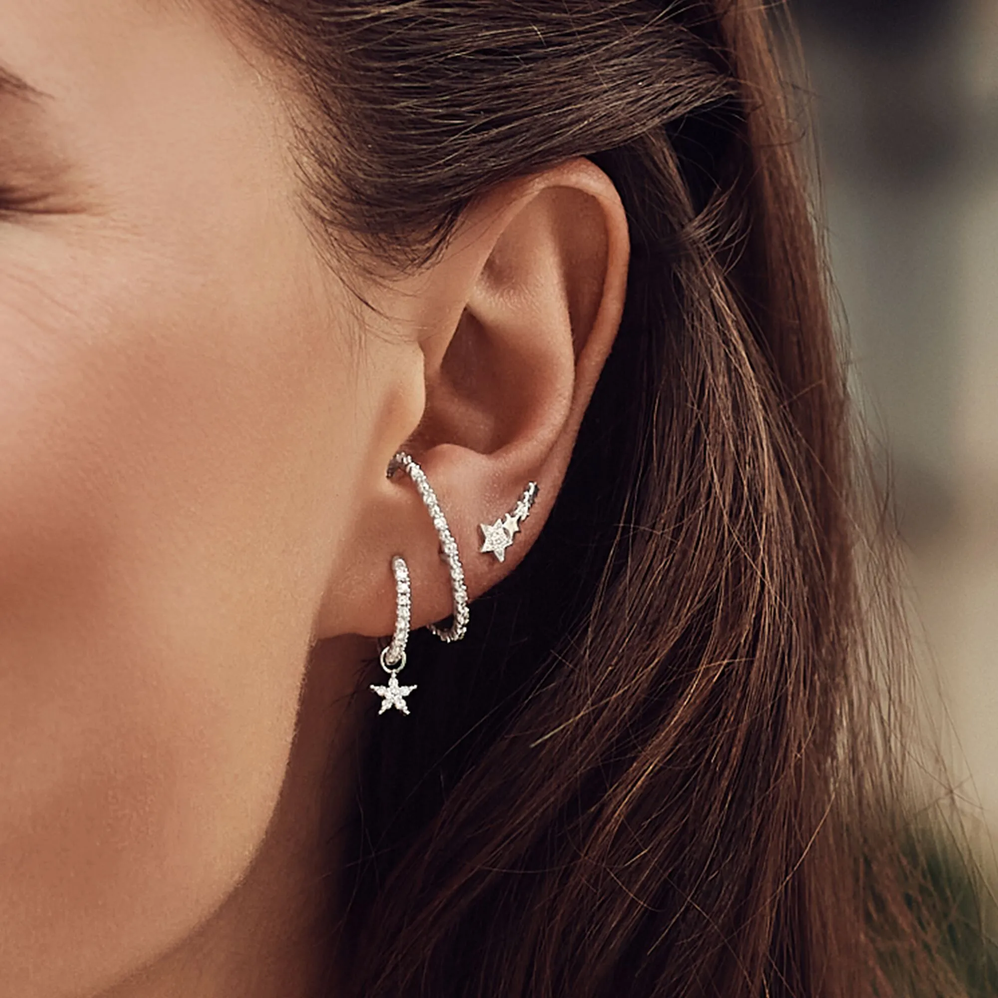 Thomas Sabo Womens Earrings Single hoop earring with star Pendant silver