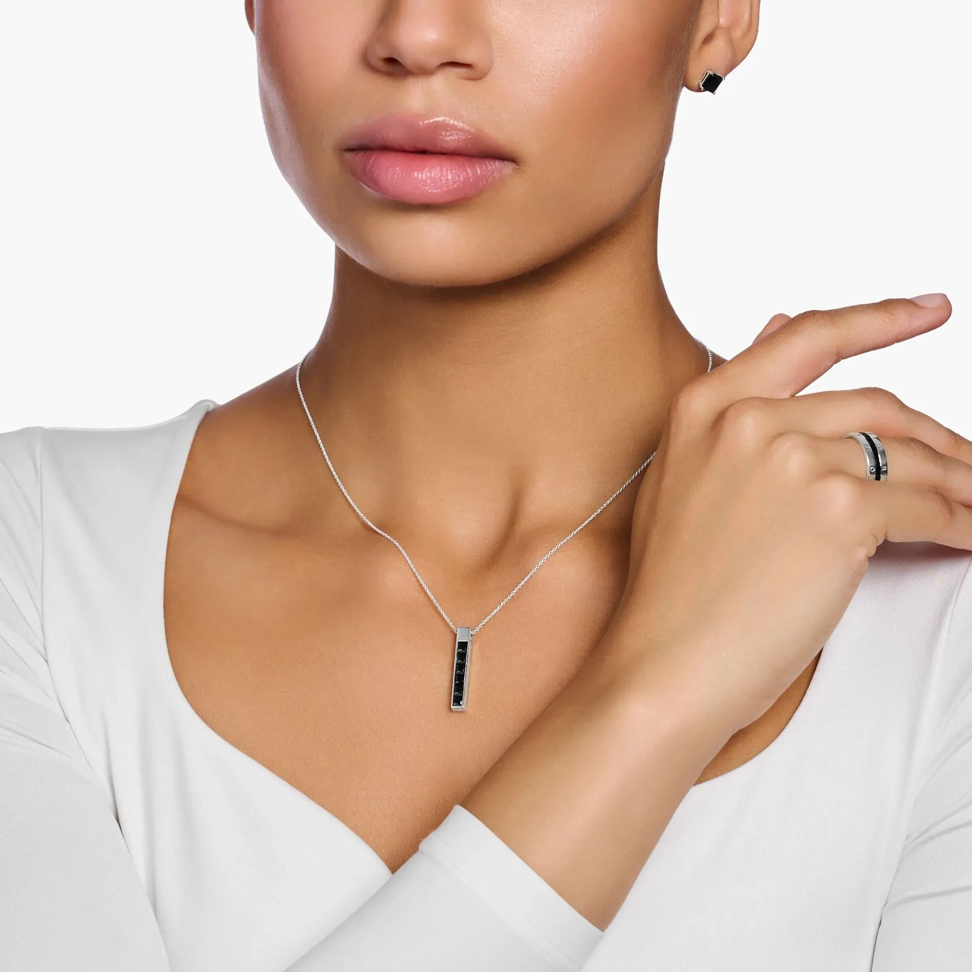 Thomas Sabo Womens Necklaces Heritage Black Bar Necklace