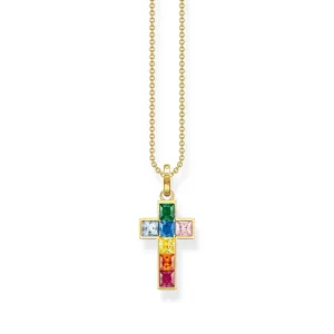 Thomas Sabo Womens Necklaces Necklace cross colourful stones gold