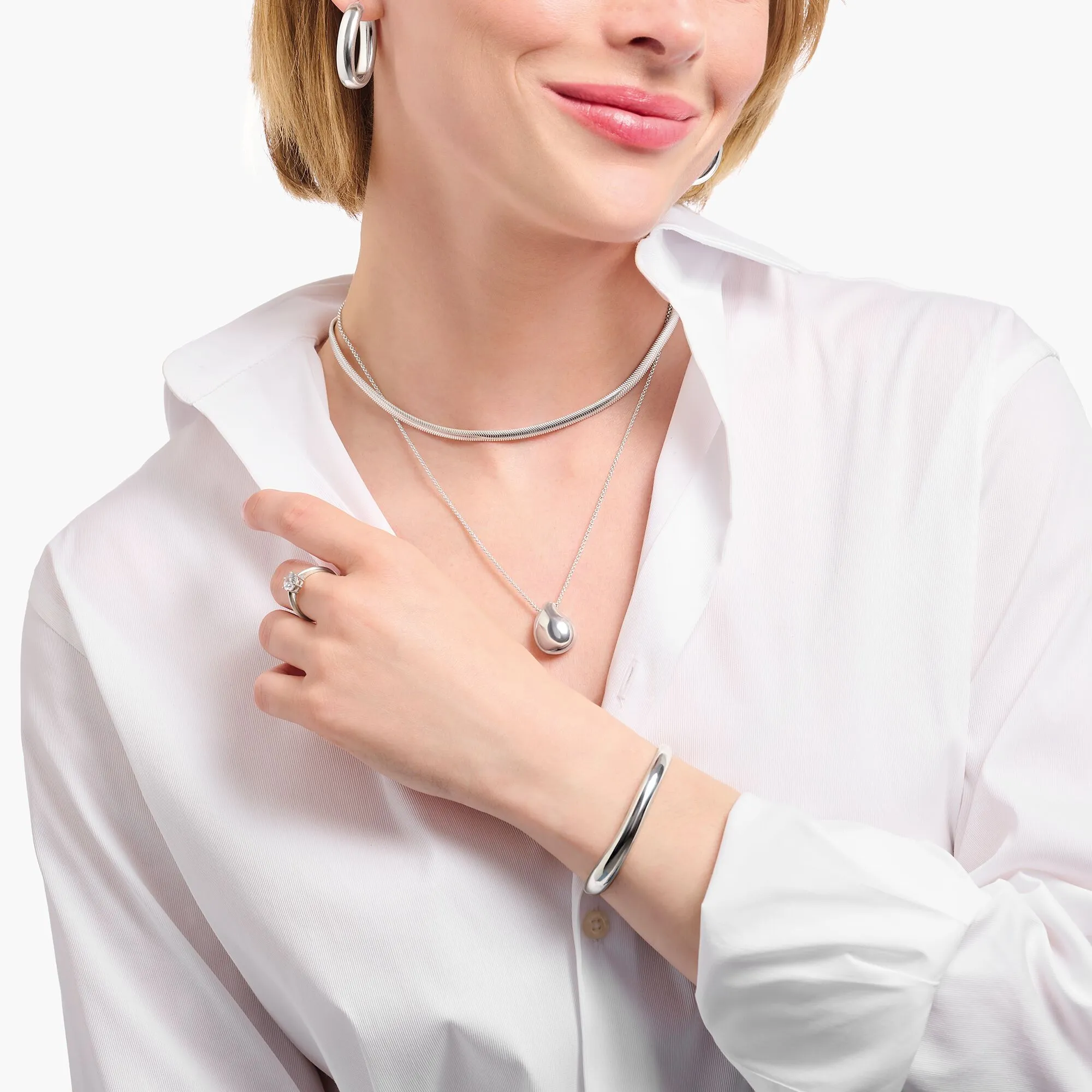 Thomas Sabo Womens Necklaces Necklace with pendant drop-shape silver