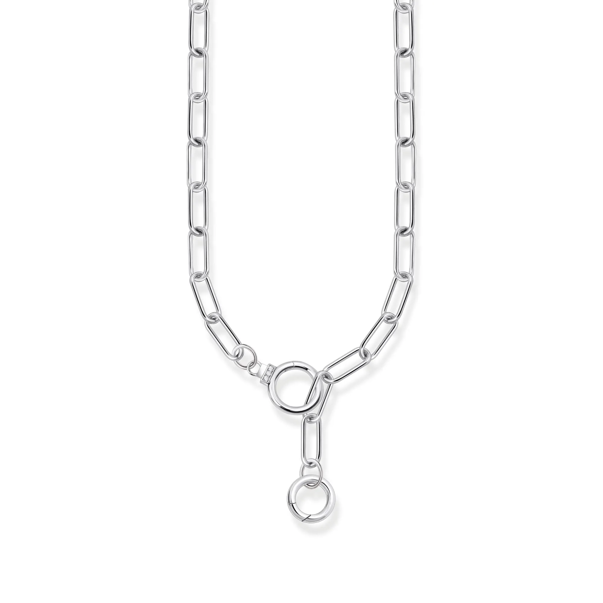 Thomas Sabo Womens Necklaces Silver Link necklace with two ring clasps and white zirconia