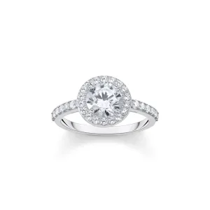 Thomas Sabo Womens Rings Halo ring with white zirconia in brilliant cut