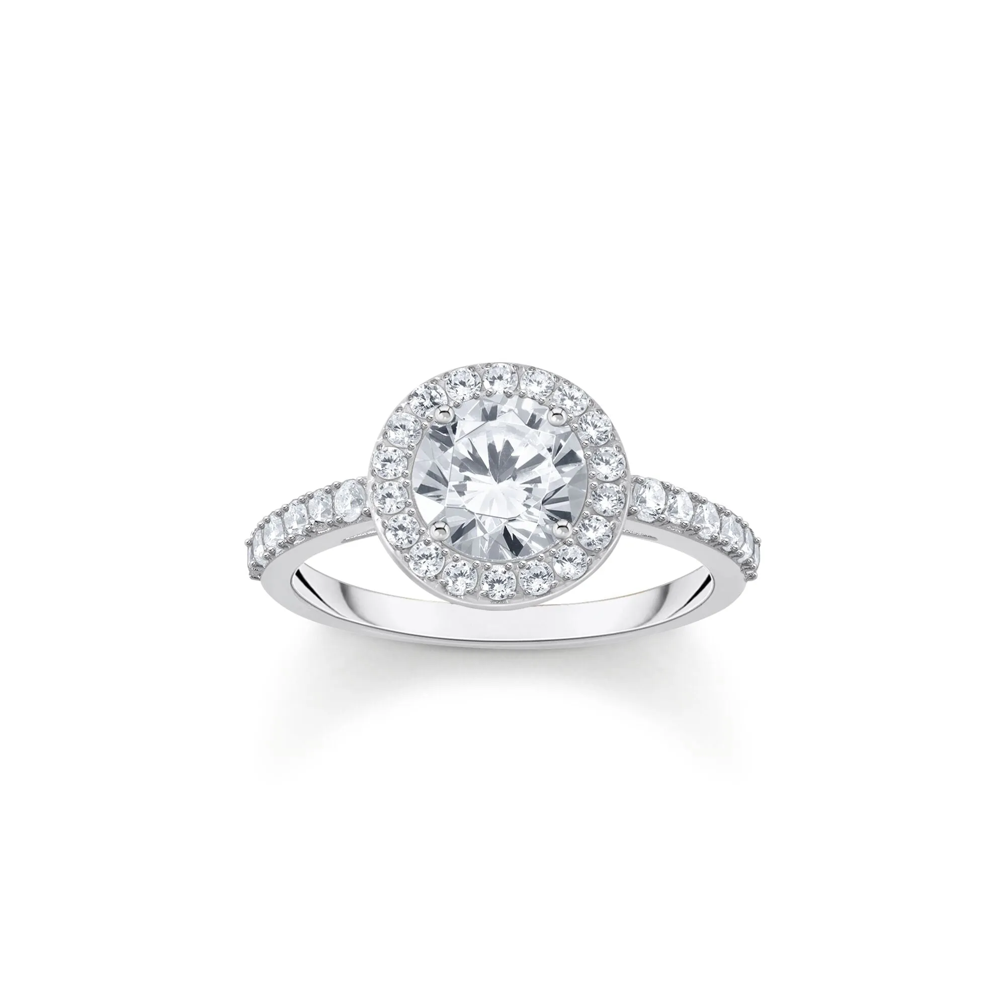 Thomas Sabo Womens Rings Halo ring with white zirconia in brilliant cut