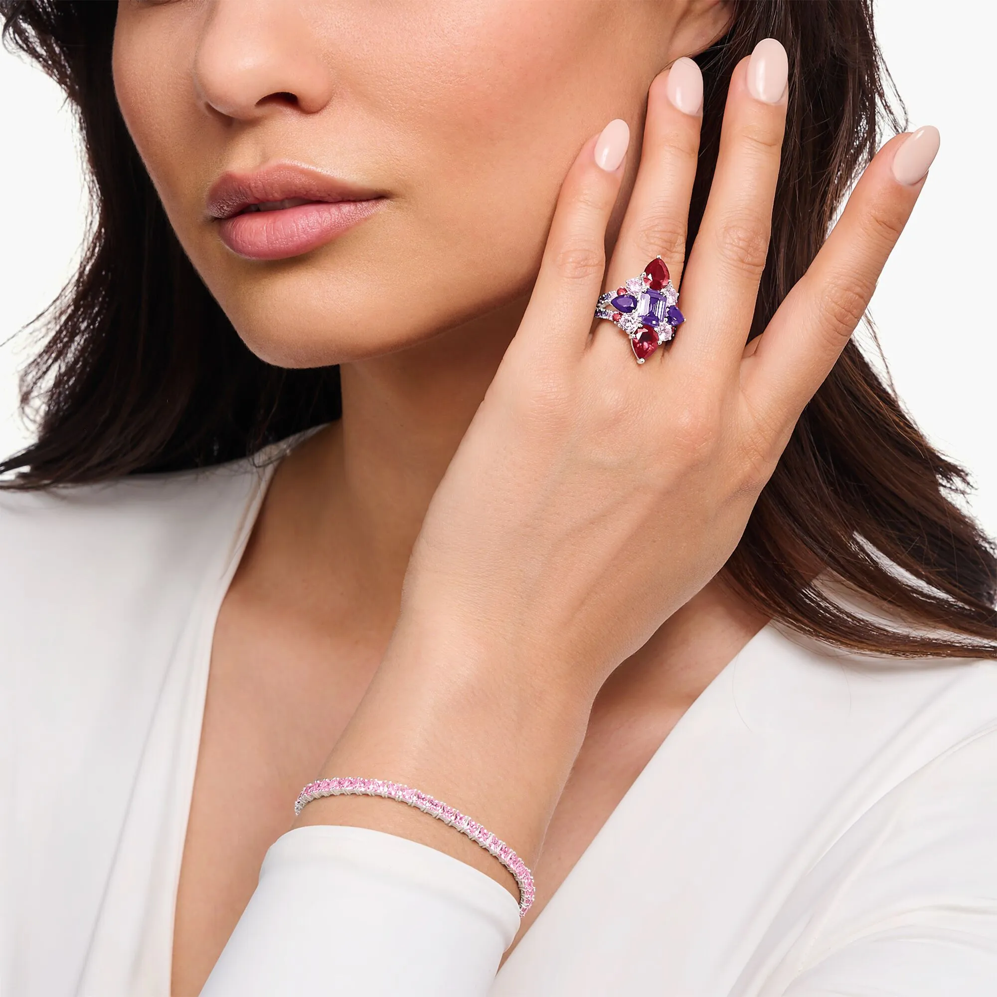 Thomas Sabo Womens Rings Heritage Glam Cocktail ring with colourful stones