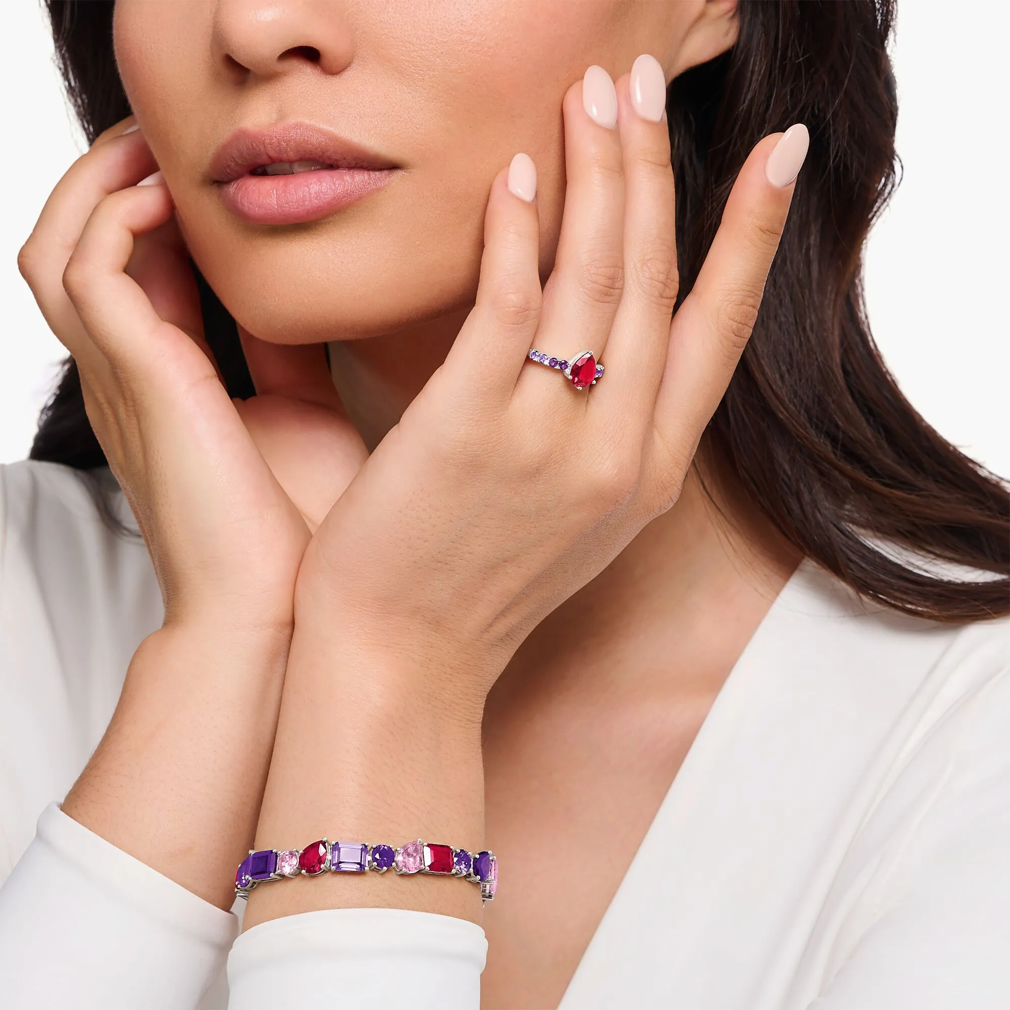 Thomas Sabo Womens Rings Heritage Glam Solitaire ring with colourful stones