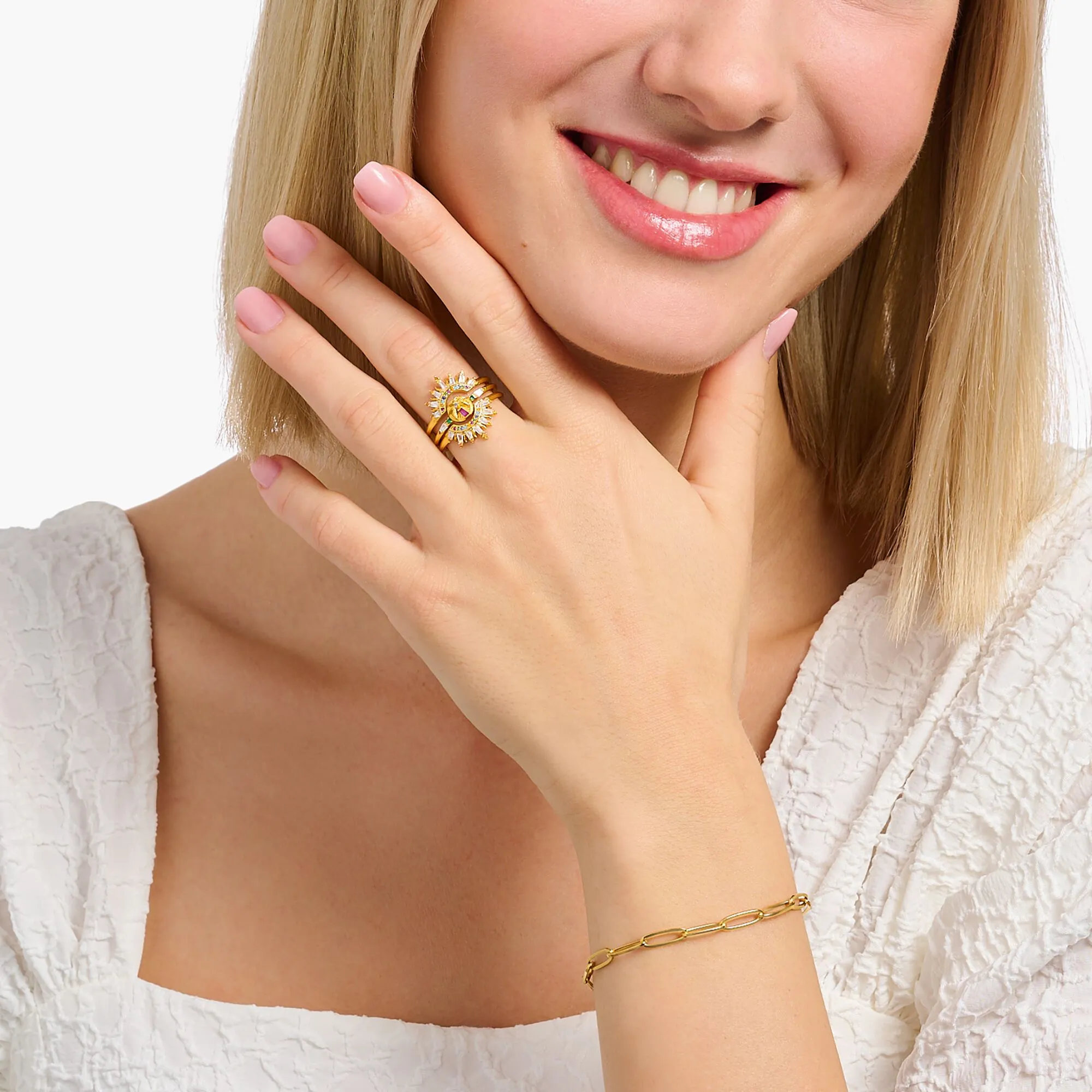 Thomas Sabo Womens Rings Ring with palm tree and colourful stones