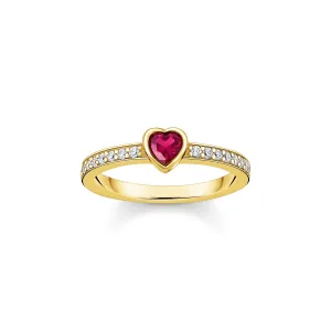 Thomas Sabo Womens Rings Solitaire ring with red heart-shaped stone