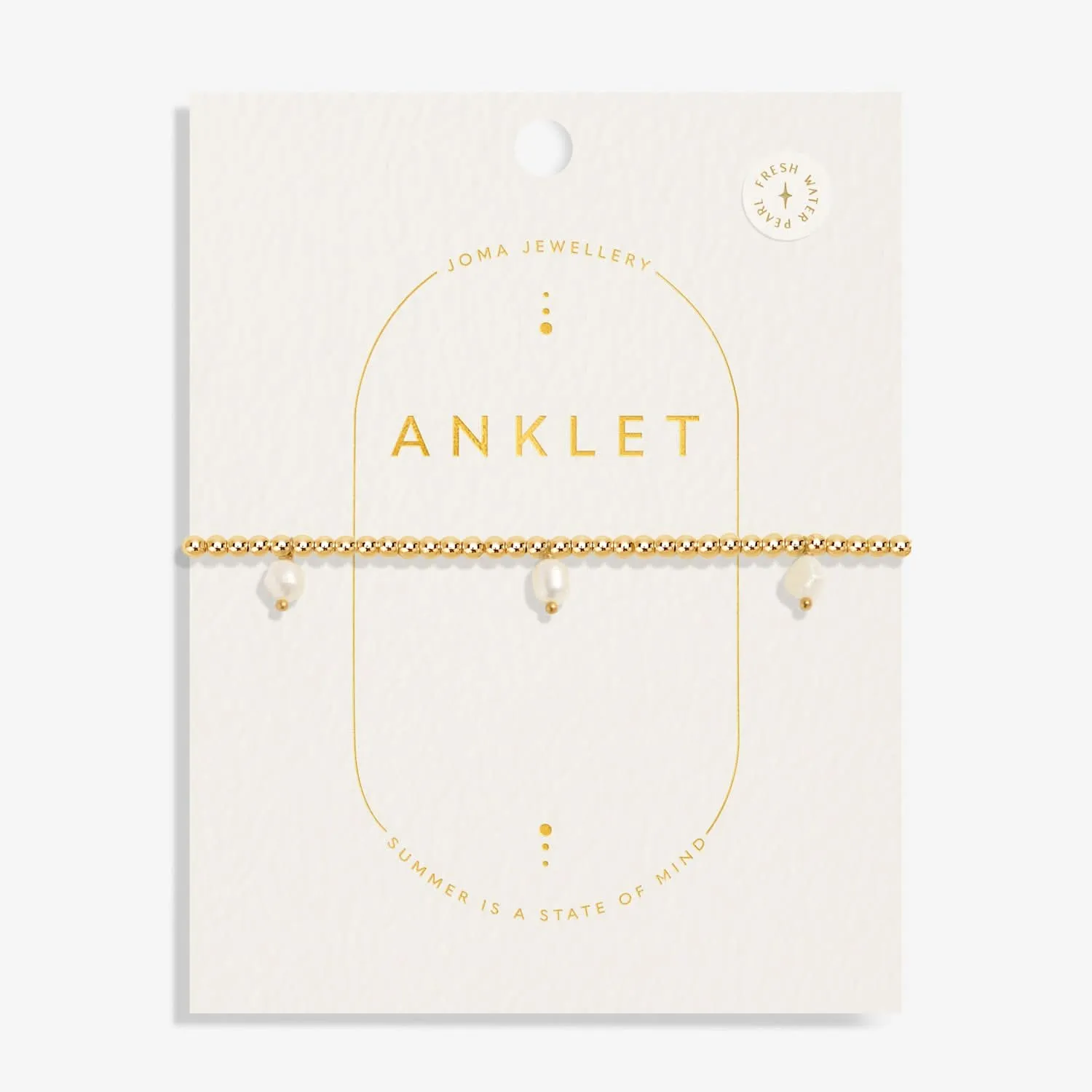 Three Pearl Gold Plated Anklet 8626 Joma Jewellery