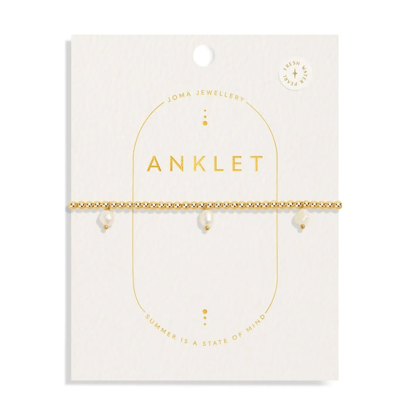 Three Pearl Gold Plated Anklet 8626 Joma Jewellery